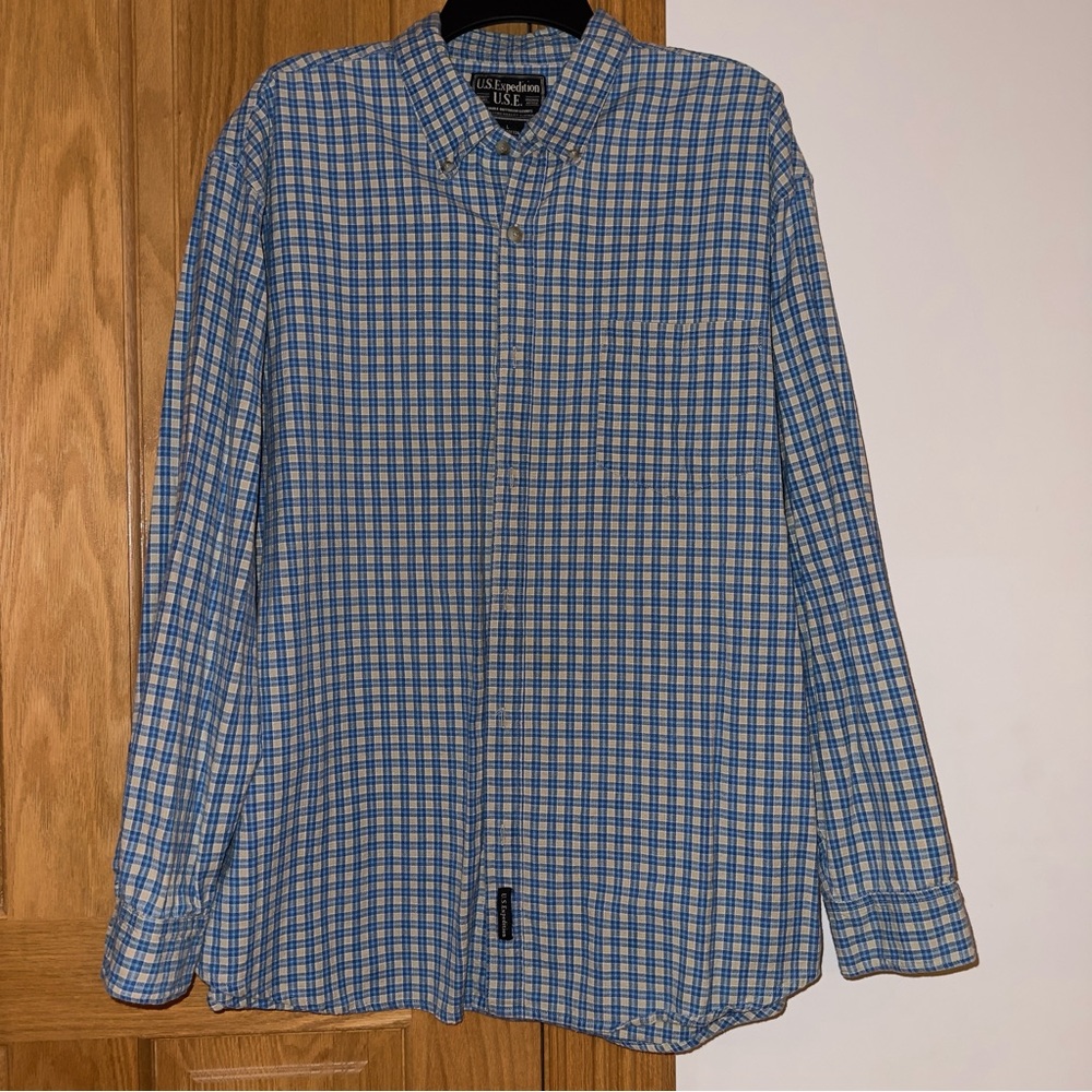 U.S.Expedition U.S.E. men’s shirt long sleeve size L 100% cotton